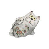 Копилка Кот с рыбой, шамот
