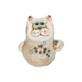 Копилка Кот с птицей, шамот