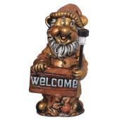 Садовая фигура Гном Welcome (с фонарём), бронза
