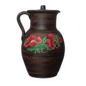 Кувшин Глек с ручкой и крышкой (мак), 2,5л (красная глина)