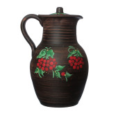 Кувшин Глек с ручкой и крышкой (калина), 2,5л (красная глина)