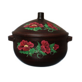 Супник с ручками (мак), 4л (красная глина)
