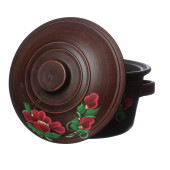 Кастрюля с ручками (мак), 2л (красная глина)