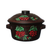 Кастрюля с ручками (калина), 2л (красная глина)