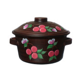 Кастрюля с ручками (вишня), 2л (красная глина)