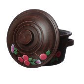 Кастрюля с ручками (вишня), 2л (красная глина)