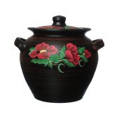 Супник гончарный с ручками (мак), 3,5л (красная глина)