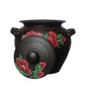 Супник гончарный с ручками (мак), 3,5л (красная глина)