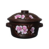 Кастрюля с ручками (сакура), 2л (красная глина)