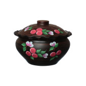 Макитра Волна с крышкой (вишня), 2,5л (красная глина)