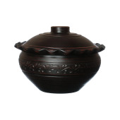 Макитра Волна с крышкой, декор, 2,5л (красная глина)