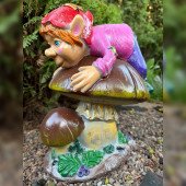 Садовая фигура Эльф на грибе, художка (Гипс)
