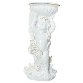 Садовая фигура Ангел с чашей на голове, белый с золотом (Гипс)