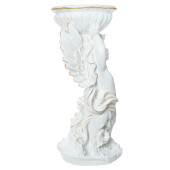 Садовая фигура Ангел с чашей на голове, белый с золотом (Гипс)