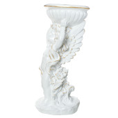 Садовая фигура Ангел с чашей на голове, белый с золотом (Гипс)