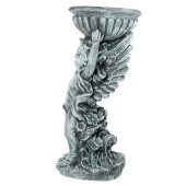 Садовая фигура Ангел с чашей на голове, камень серый (Гипс)