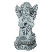 Сувенир Ангел Крылатик с чашей, камень серый