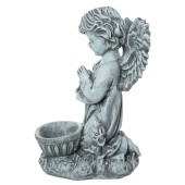 Сувенир Ангел Крылатик с чашей, камень серый