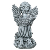 Сувенир Ангел Крылатик с чашей, камень серый