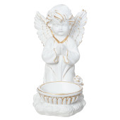 Сувенир Ангел Крылатик с чашей, белый с золотом
