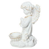 Сувенир Ангел Крылатик с чашей, белый с золотом