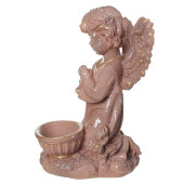 Сувенир Ангел Крылатик с чашей, гранит розовый