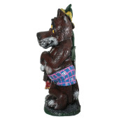 Садовая фигура Волк с подсолнухом №2 _Ласкаво просимо_, художка, коричневый (Гипс)