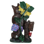 Садовая фигура Волк с подсолнухом №2 _Ласкаво просимо_, художка, коричневый (Гипс)