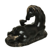 Копилка Лошадь мама, черная с золотом