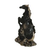 Копилка Конь на монетах стоячий 18см_13см, чёрный с золотом