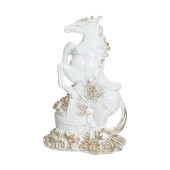 Копилка Конь на монетах стоячий 18см_13см, белый с золотом