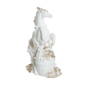 Копилка Конь на монетах стоячий 18см_13см, белый с золотом